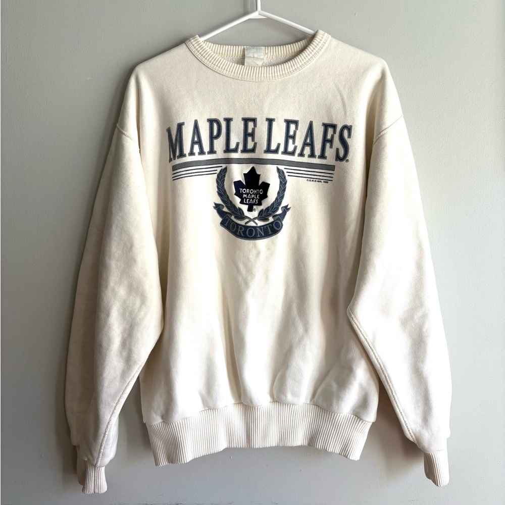 Vintage 1993 Toronto Maple Leafs Crewneck Oversized Cream Colour